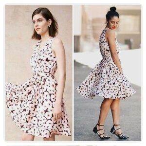 Banana Republic Floral V Neck Pleated Ladder Stitch Dress 2